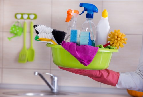 Professional oven cleaner working in an Ilford kitchen
