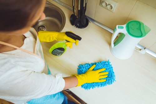 Domestic cleaner preparing a tidy family home in Ilford